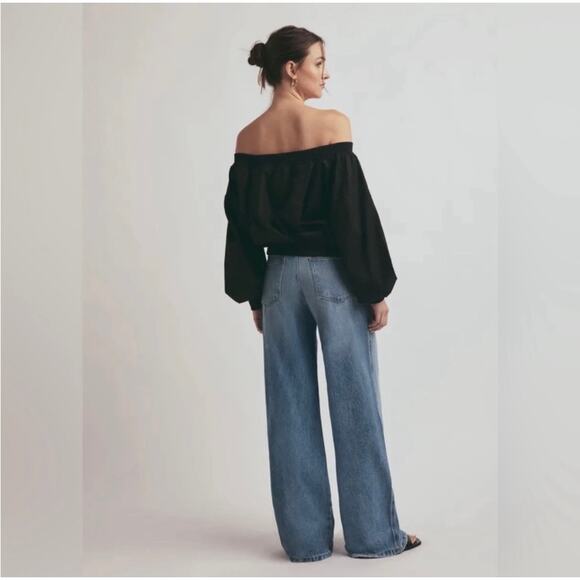 Favorite Daughter Black Off the Shoulder Bomber Jacket - Small (New) - Picture 3 of 9